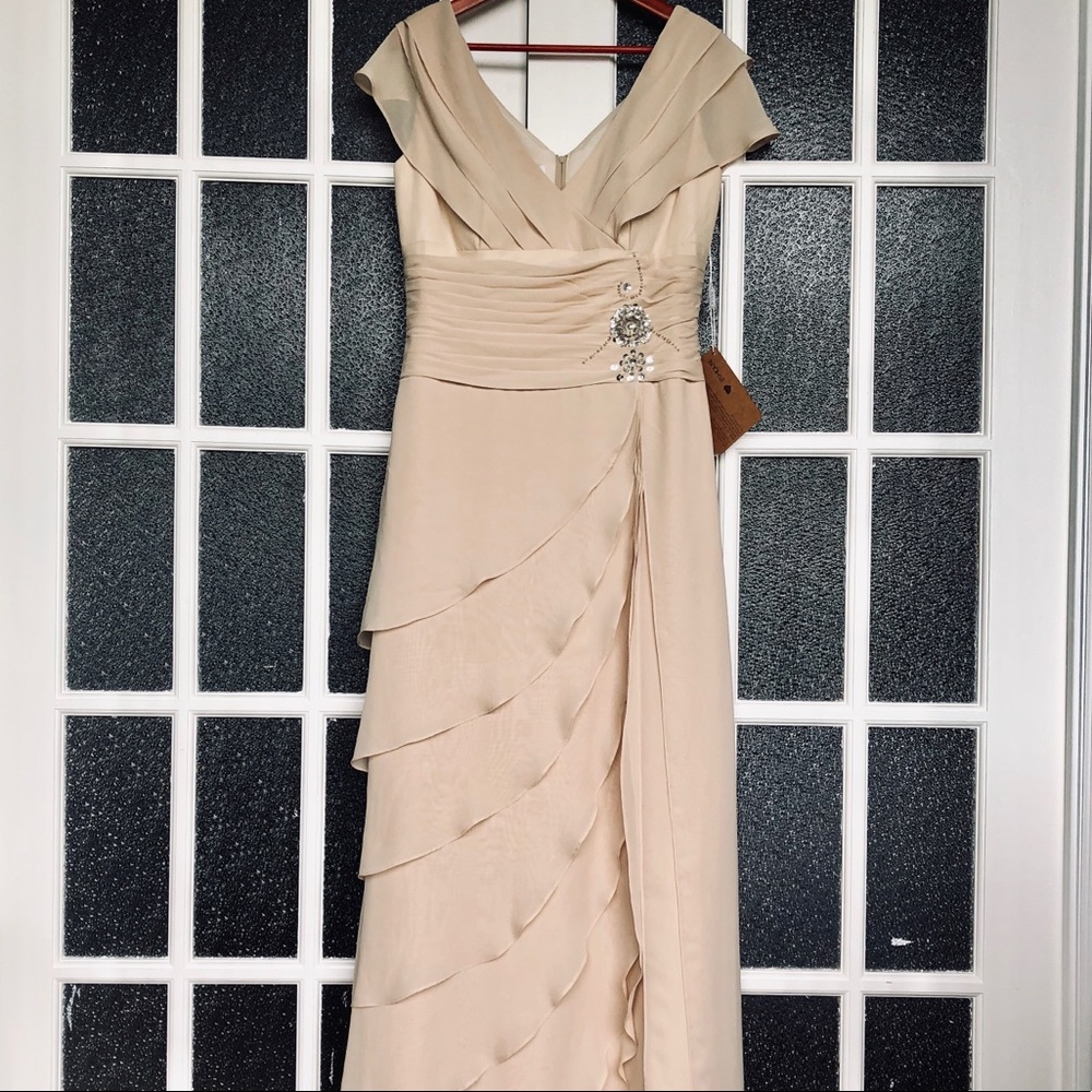 Long Beige Evening Dress